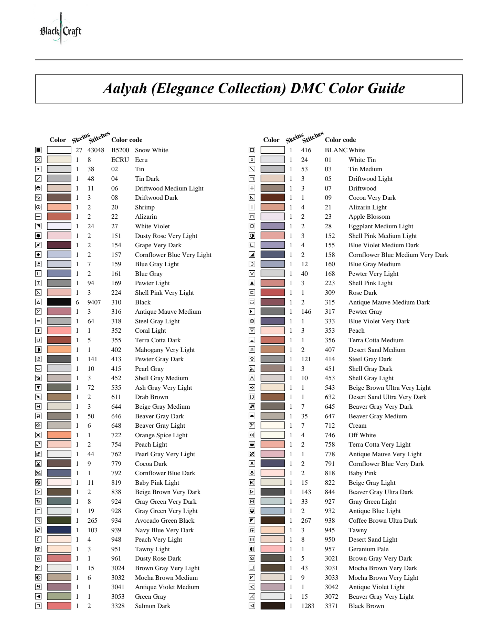Aalyah Cross Stitch Chart