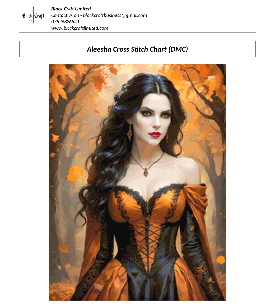 Aleesha Cross Stitch Chart (DMC)