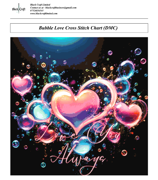Bubble Love Cross Stitch Chart