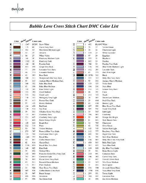 Bubble Love Cross Stitch Chart