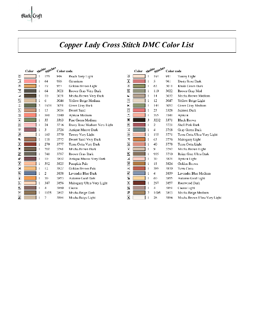 Copper Lady Cross Stitch Chart