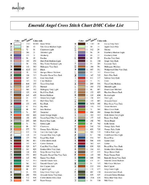Emerald Angel Cross Stitch Chart