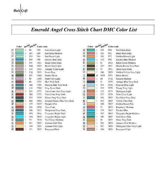 Emerald Angel Cross Stitch Chart