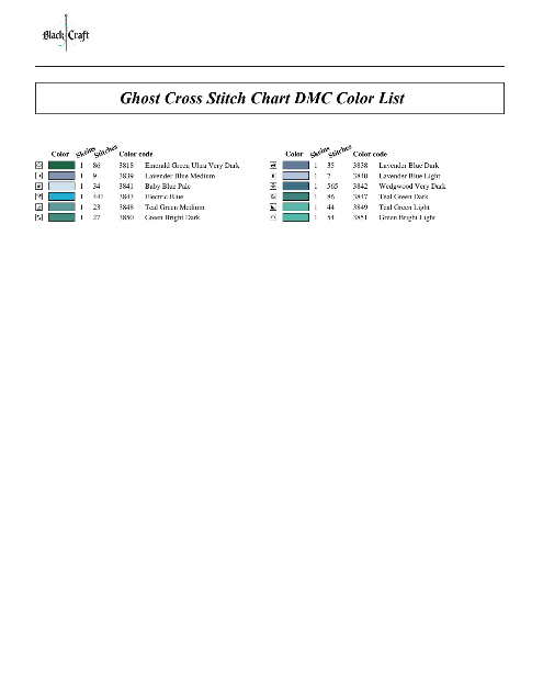 Ghost Cross Stitch Chart (DMC)