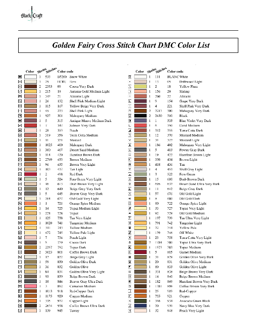 Golden Fairy Cross Stitch Chart