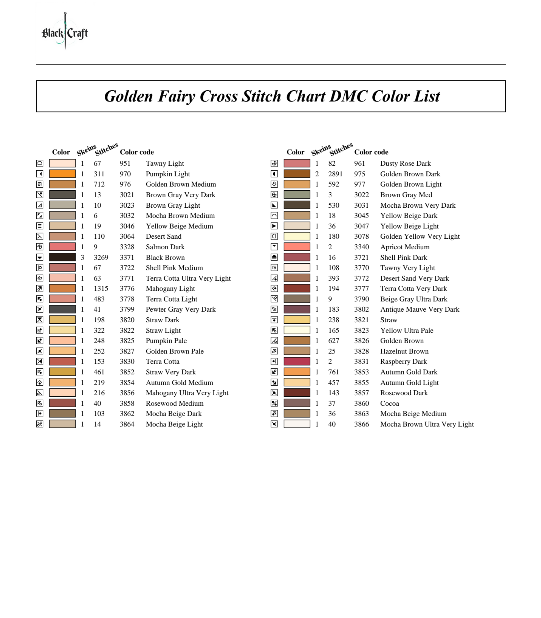 Golden Fairy Cross Stitch Chart