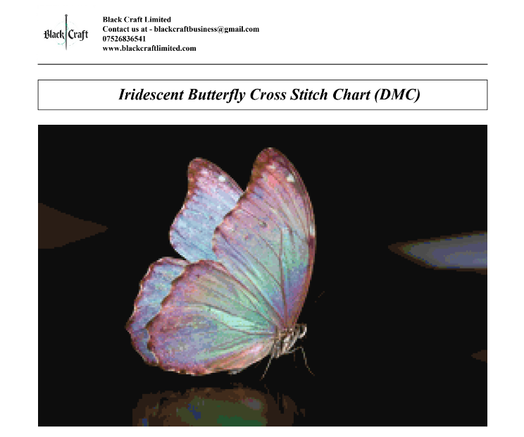 Iridescent Butterfly Cross Stitch Chart Pattern