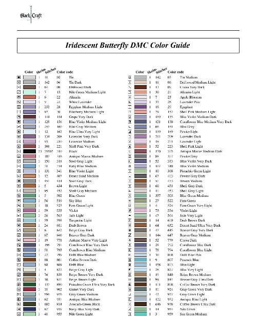 Iridescent Butterfly Cross Stitch Chart Pattern