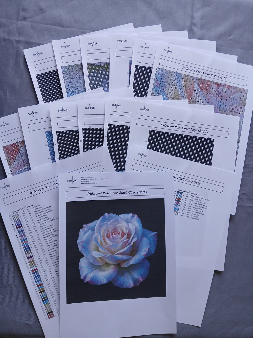 Iridescent Rose Cross Stitch Chart Pattern
