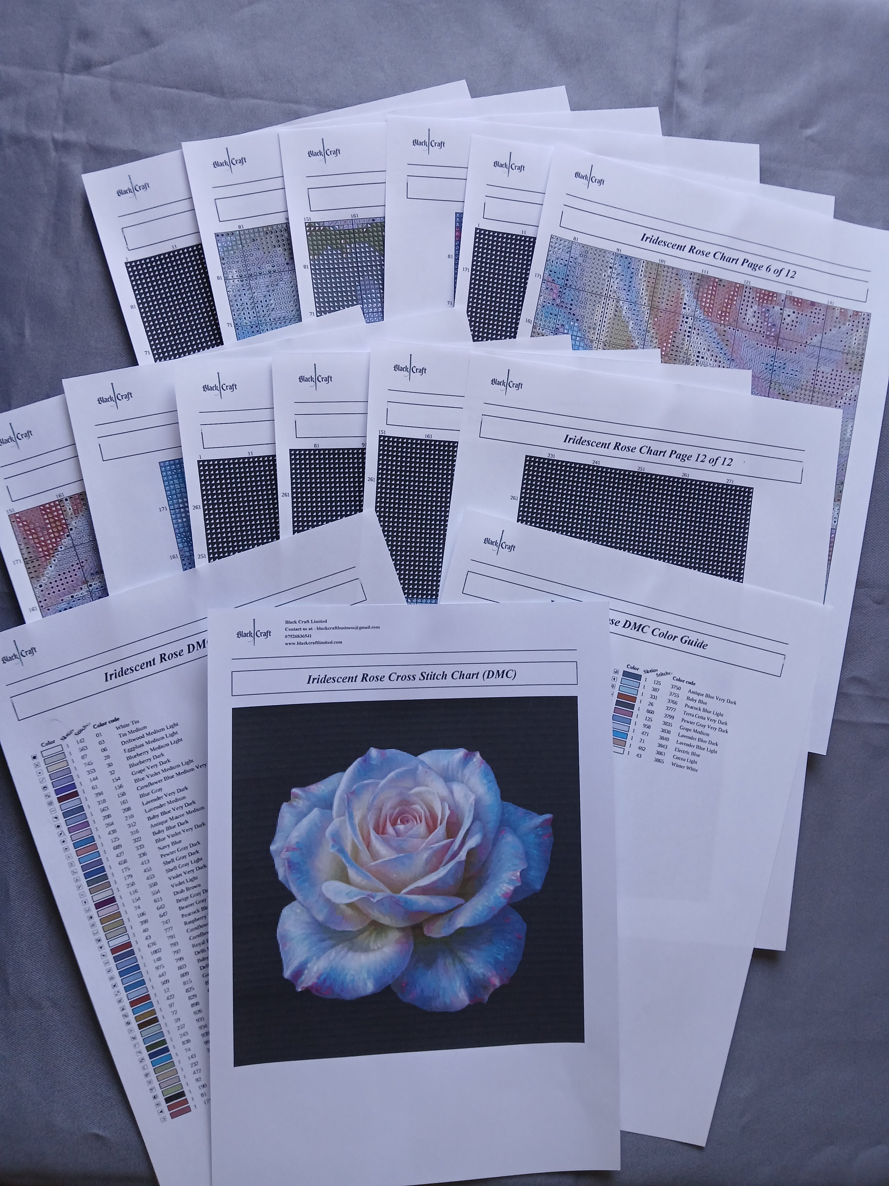 Iridescent Rose Cross Stitch Chart Pattern