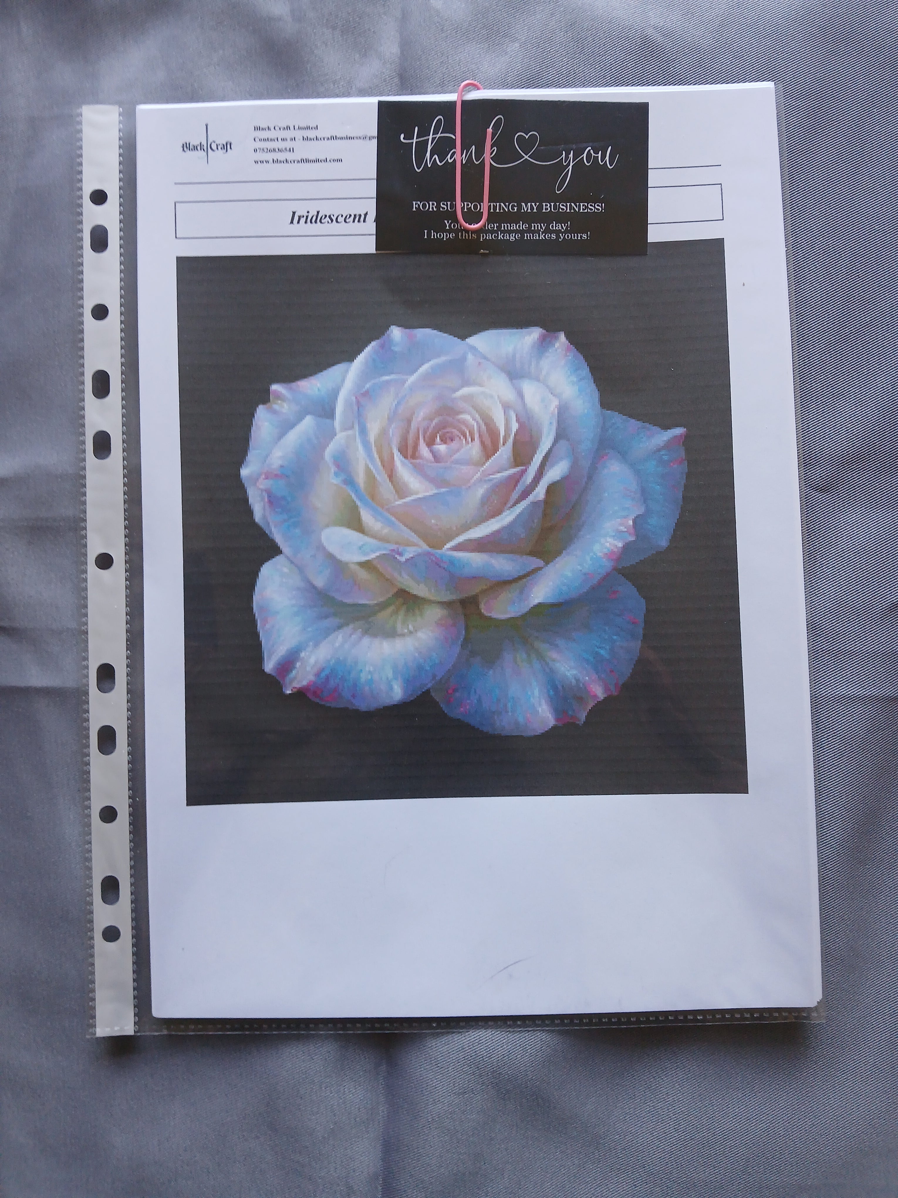 Iridescent Rose Cross Stitch Chart Pattern