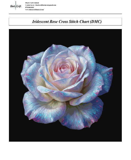 Iridescent Rose Cross Stitch Chart Pattern