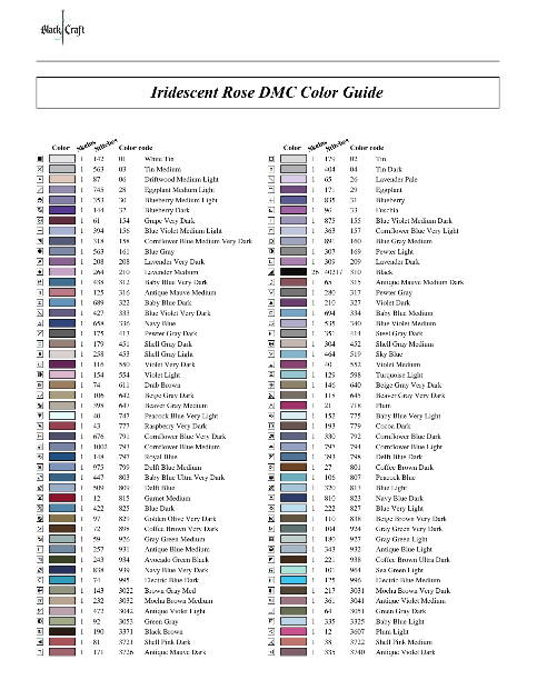 Iridescent Rose Cross Stitch Chart Pattern