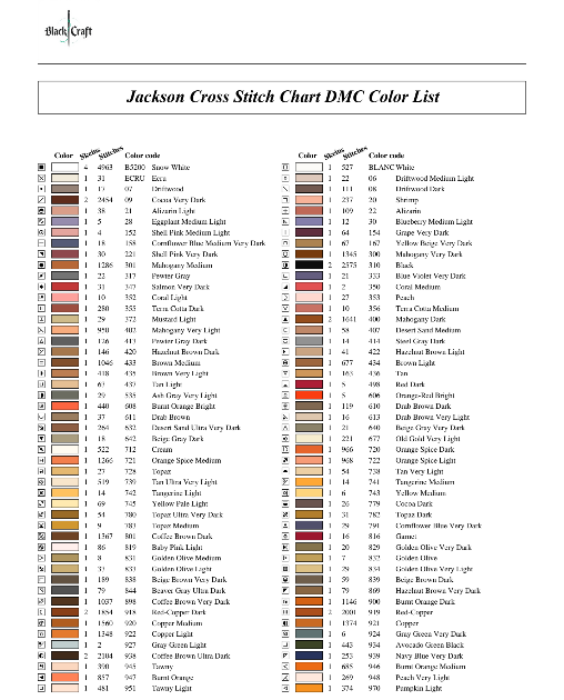 Jackson Cross Stitch Chart