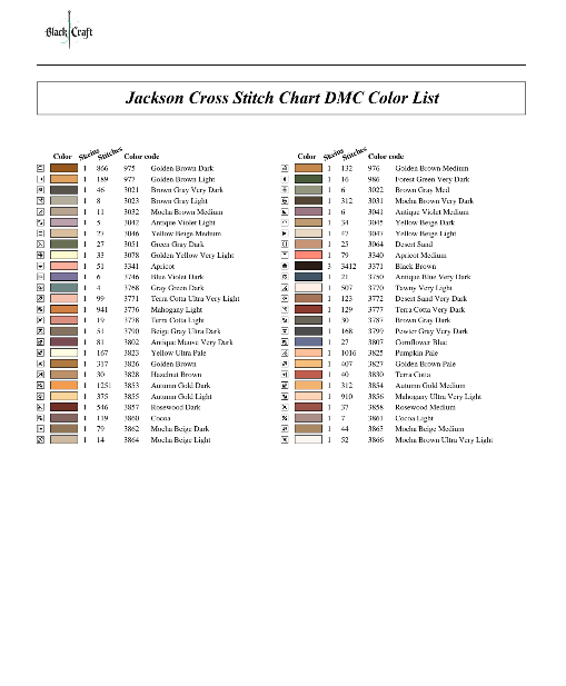 Jackson Cross Stitch Chart