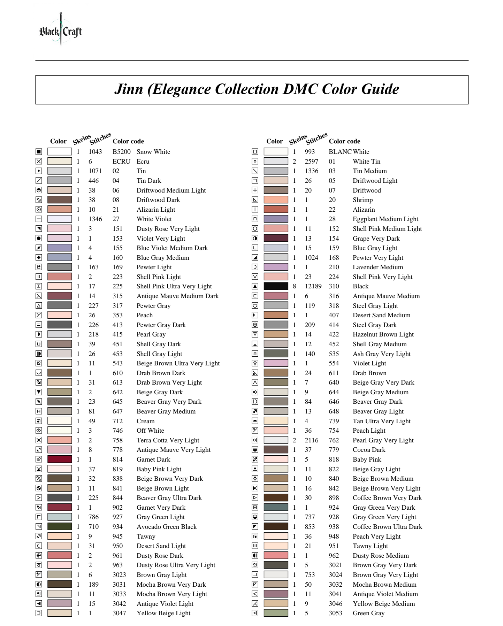 Jinn (Elegance Collection) Cross Stitch Chart