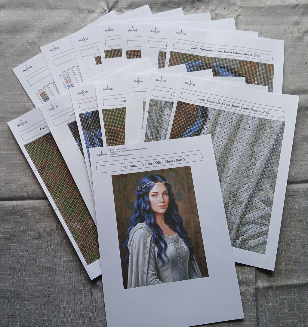 Lady Tanzanite Cross Stitch Chart Pattern