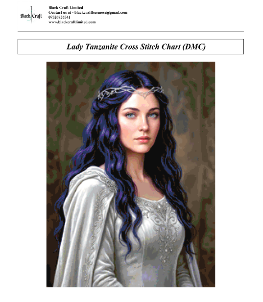 Lady Tanzanite Cross Stitch Chart Pattern