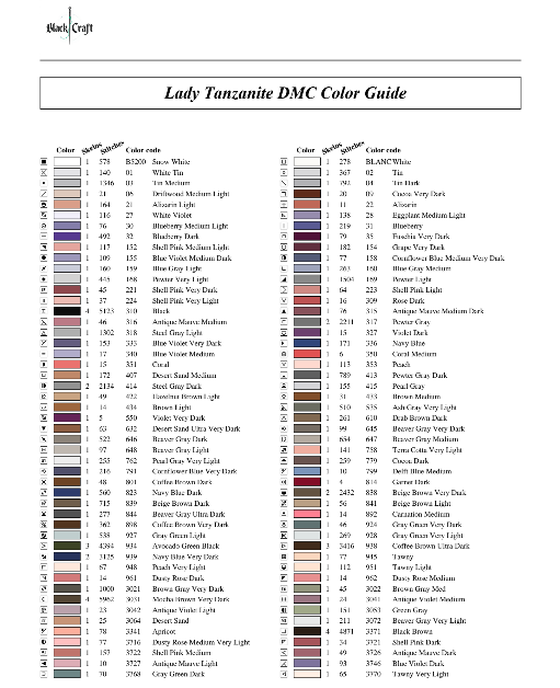 Lady Tanzanite Cross Stitch Chart Pattern
