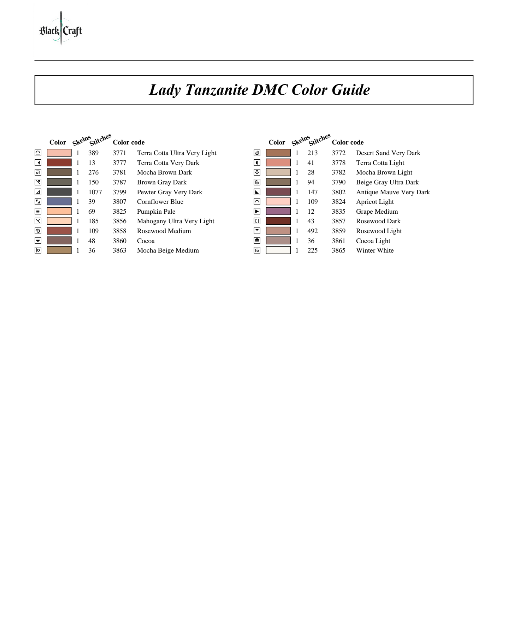 Lady Tanzanite Cross Stitch Chart Pattern