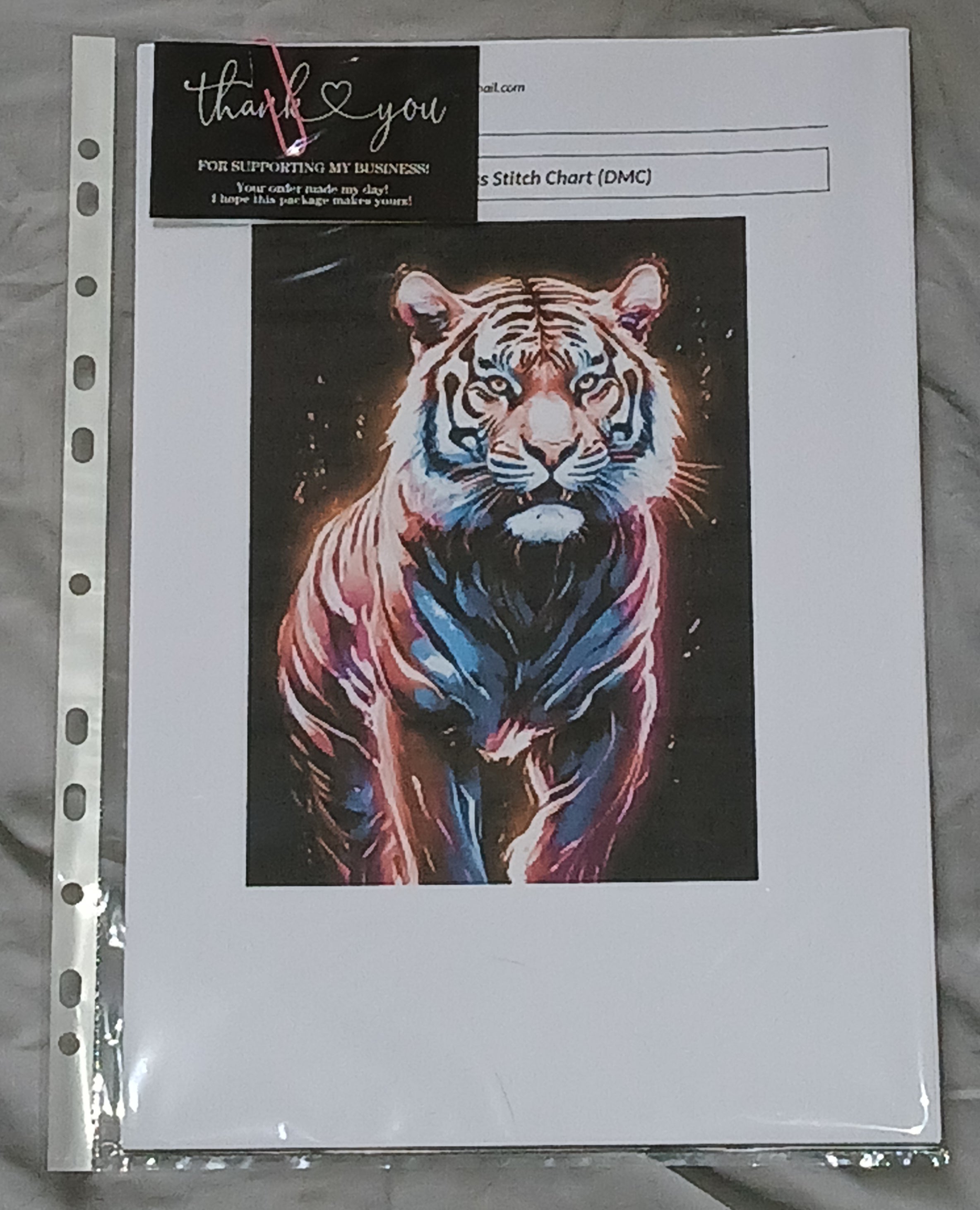 Neon Tiger Cross Stitch Chart (DMC)