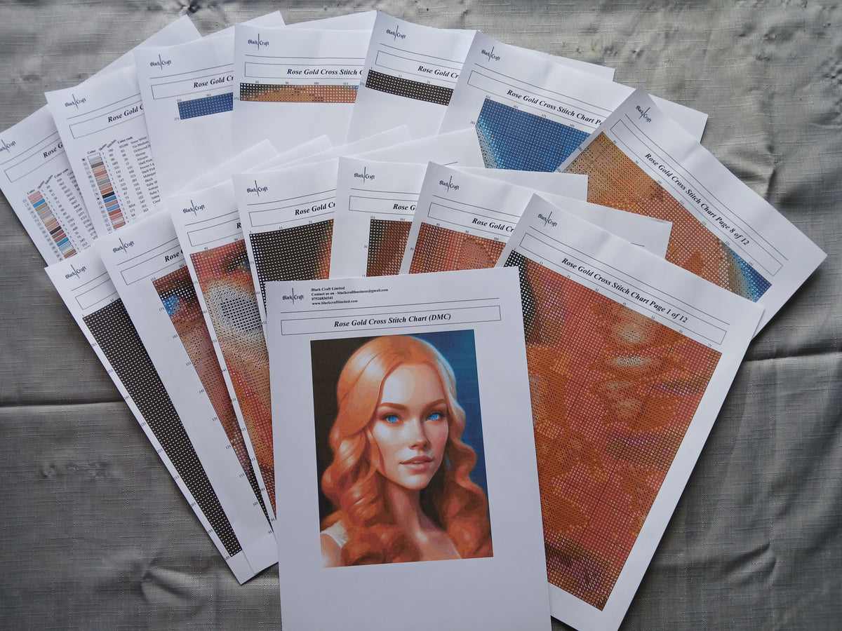 Rose Gold Cross Stitch Chart Pattern