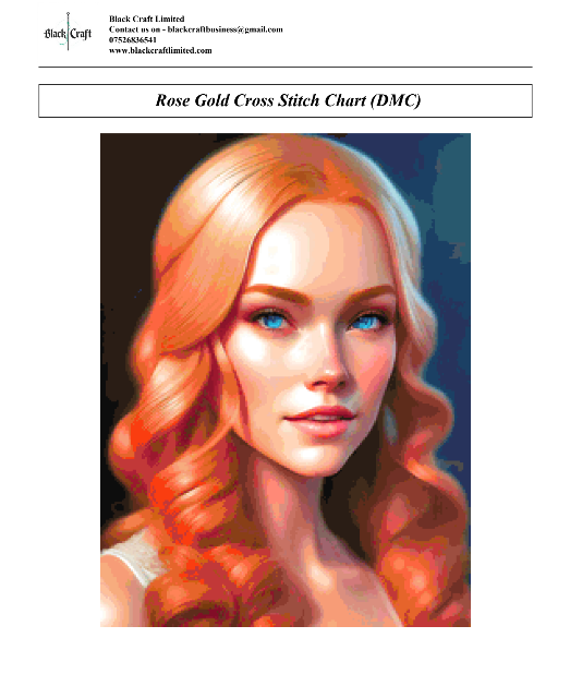 Rose Gold Cross Stitch Chart Pattern