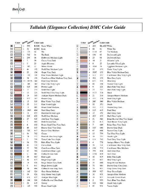 Tallulah (Elegance Collection) Cross Stitch Chart