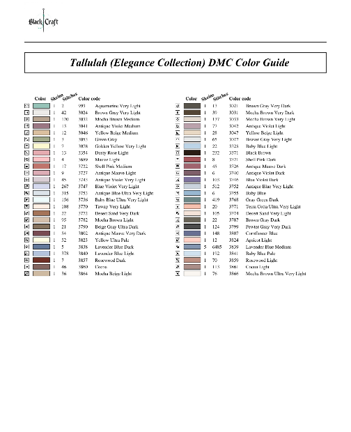 Tallulah (Elegance Collection) Cross Stitch Chart