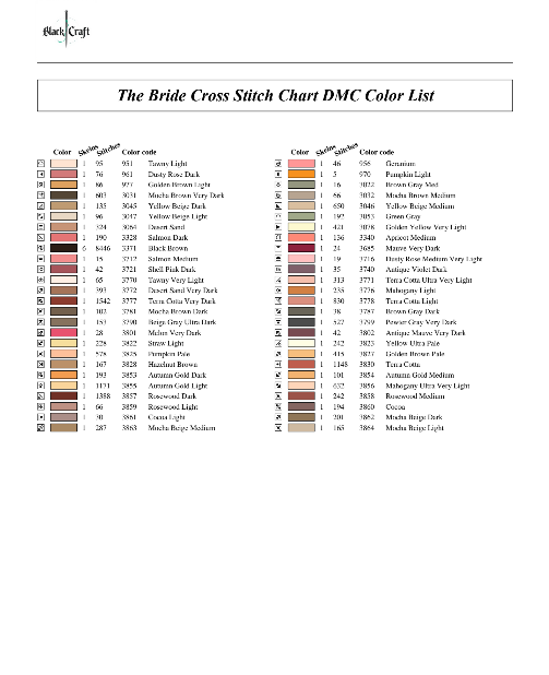 The Bride Cross Stitch Chart (DMC)
