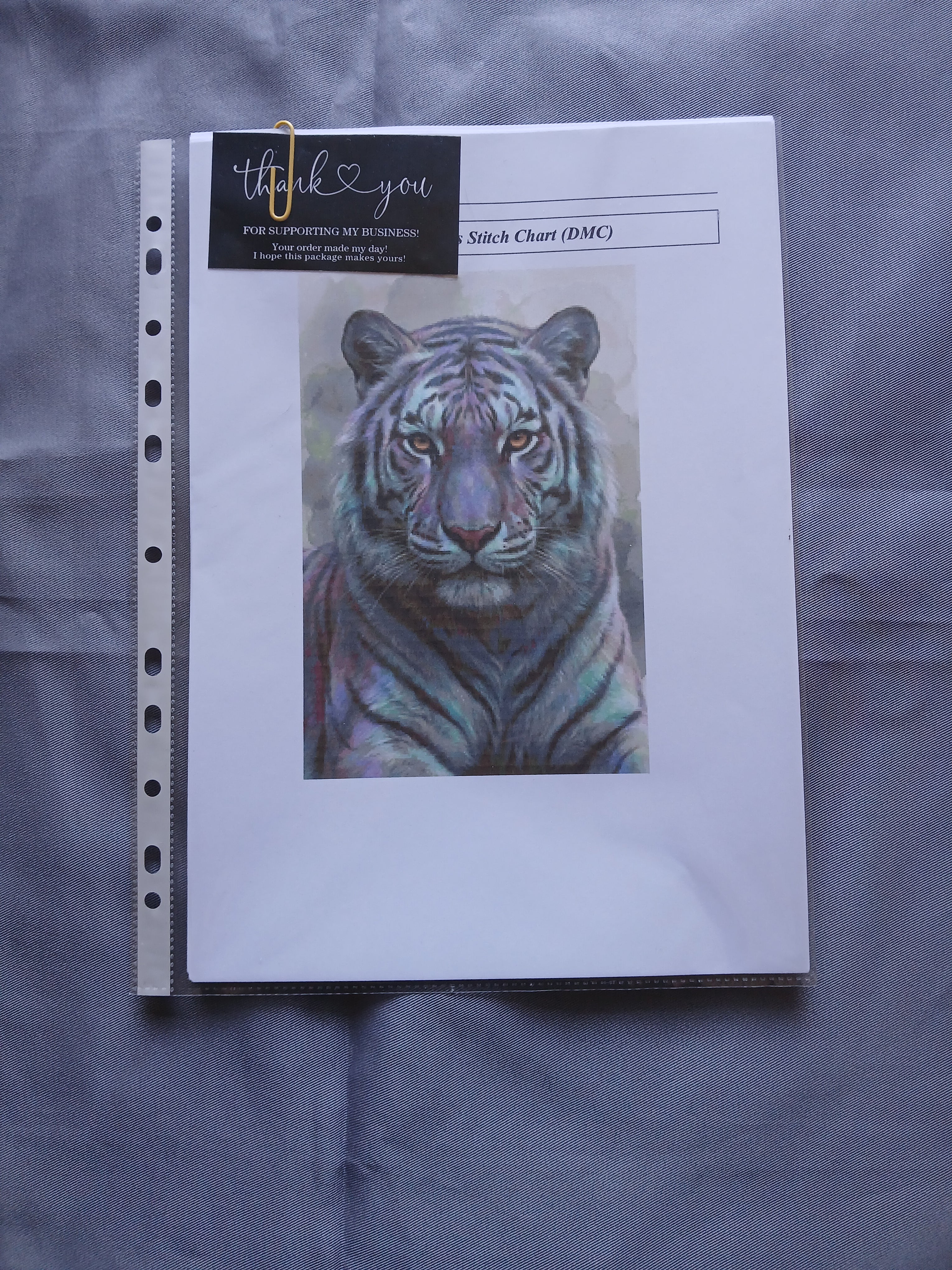 Tiger Pearl Cross Stitch Chart Pattern