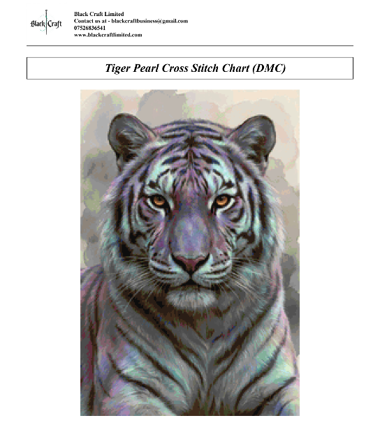 Tiger Pearl Cross Stitch Chart Pattern