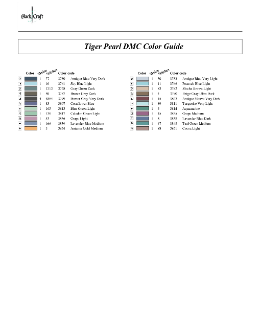 Tiger Pearl Cross Stitch Chart Pattern