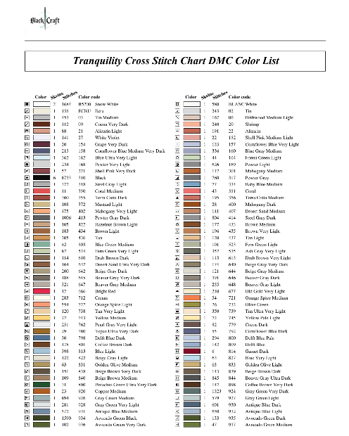 Tranquility Cross Stitch Chart Pack (DMC)