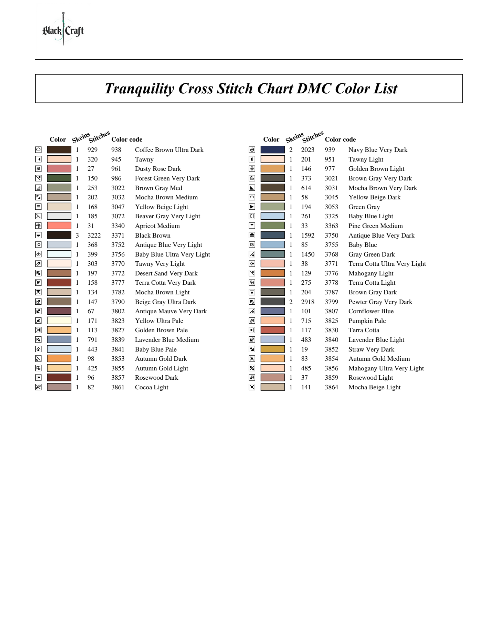 Tranquility Cross Stitch Chart Pack (DMC)