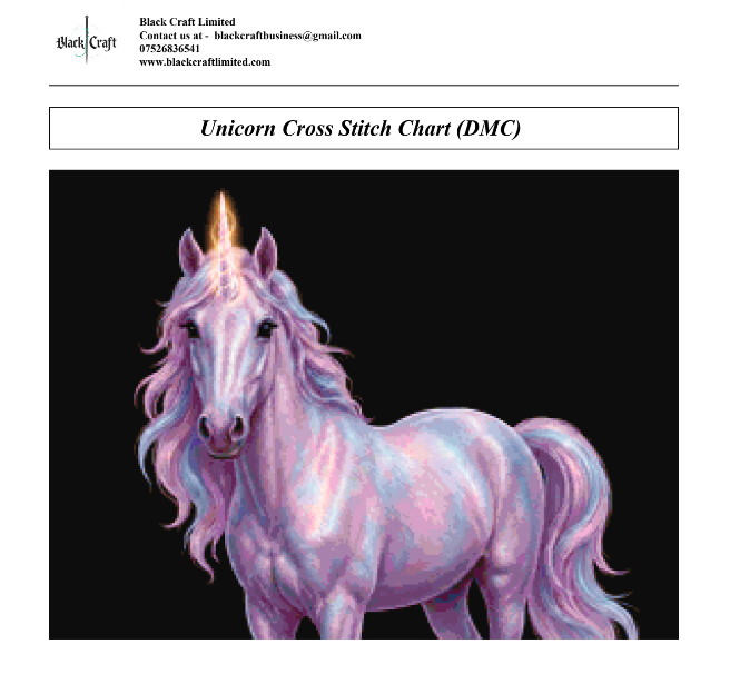 Unicorn Cross Stitch Chart Pattern